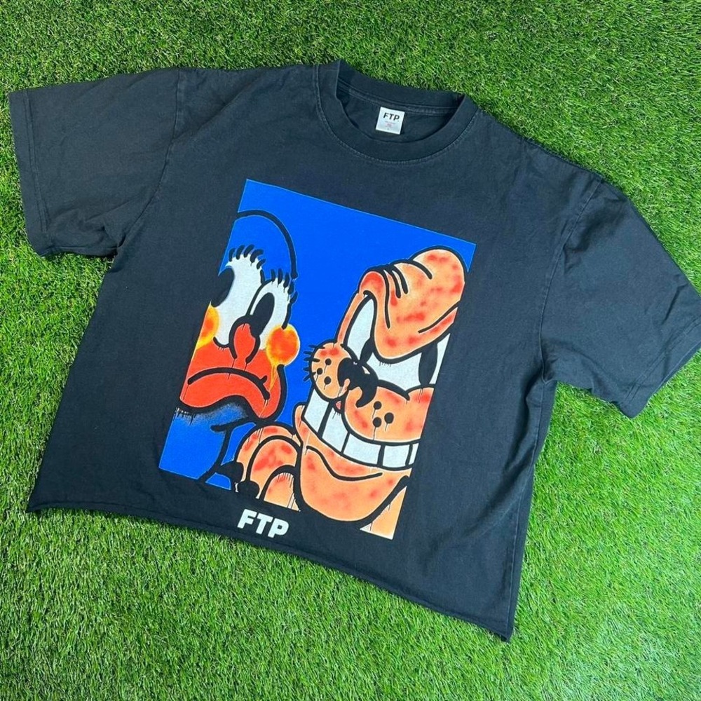 FTP x SLAWN Dog Tee Black T-Shirt FuckThePopulation Men's L Cropped Cotton